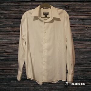 Eddie Bauer White Long Sleeve Men's Vintage Dress Shirt Size Size Medium Wrinkle